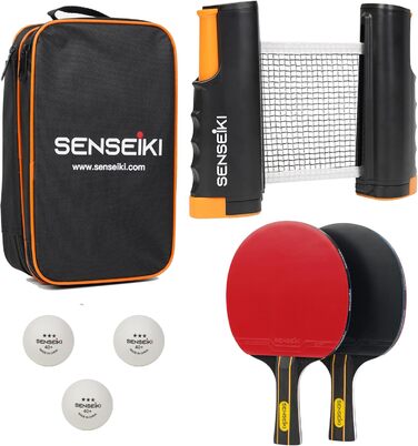 Набір для пінг-понгу: 2 ракетки преміум-класу, 3 тенісні м'ячі, мережа та кейс | Набір для настільного тенісу