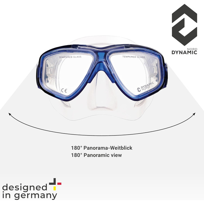 Набір для снорклінгу La Gomera Pro для дорослих - Німецький дизайн. Професійний набір для дайвінгу (подвійне маске, маска, сухий сноркель та сумка) з безпечним склом, блакитний