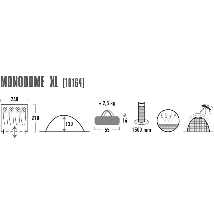 Купол намет High Peak Monodome XL, 4 особи, намет-іглу, для кемпінгу та фестивалів, з тент-ящиком, блакитний/сірий