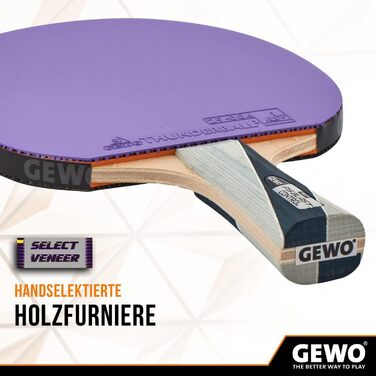 GEWO PS Blast Control – професійна ракетка для настільного тенісу, ITTF, з накладкою Thunderball 2, контроль, висока обертальність, 1,8 мм, ручка конкавна