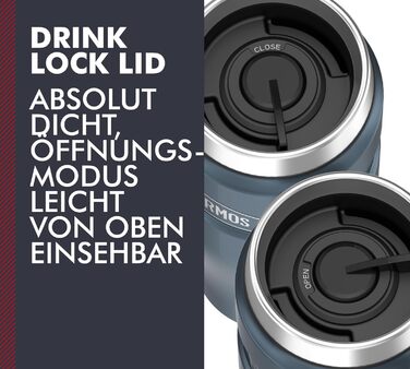 Термос STAINLESS KING з нержавіючої сталі, блакитний, 0,47л - термокружка Coffee to Go, абсолютно герметична, придатна для миття в посудомийній машині, 7 год гаряча & 18 год холодна, з гачком для пакетиків чаю, без BPA (Ice Grey Polished)