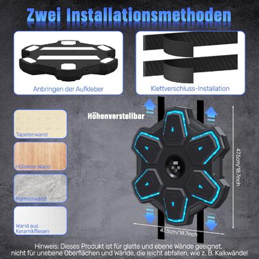 Музична боксерська машина SEMAI з Bluetooth, LED-дисплеєм та 9 режимами швидкості, електронний тренажер для боксу вдома, обладнання для фітнесу