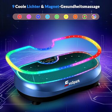 Вібраційна платформа для дому: 6+1 режимів тренувань, 199 швидкостей, 200W двигун, LED-підсвітка (темно-синій)