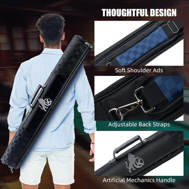 Чохол для більярдних куль KONLLEN: 6 відділень, ручна робота, 2 кишені для бут, 4 аксесуари, 6 кольорів (блакитний)