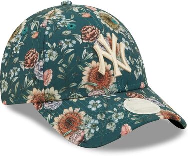 Кепка New Era New York Yankees MLB з квітковим принтом, зелена, регульована, жіноча, універсальний розмір