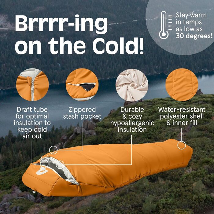 Спальний мішок Retrospec Dream 30°C, мумія, для кемпінгу, довгий (Ton)