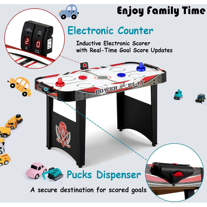 Набір для гри в аерохокей з цифровою системою підрахунку очок, 4 фути, для дорослих (2 шайби, 2 ручки)