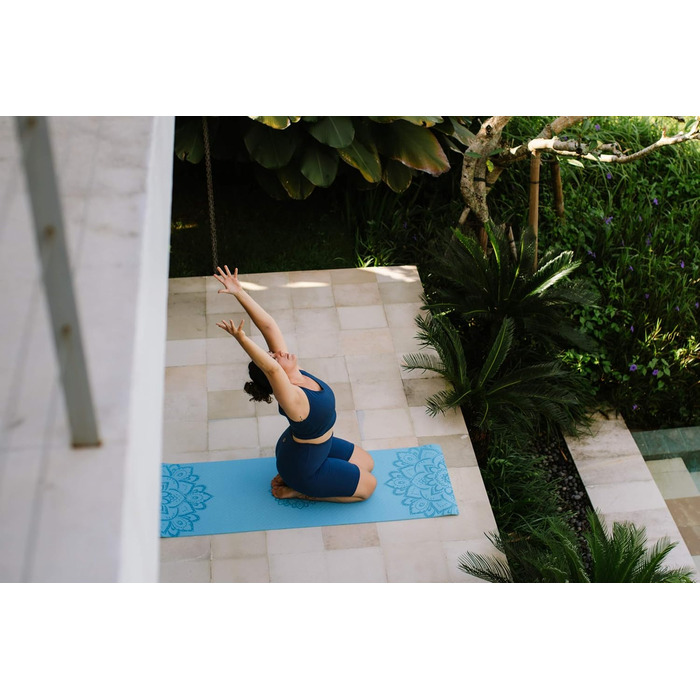 Килимок для йоги Yoga Design Lab Flow | 6 мм | Мандала Aqua | Зручний, двосторонній, для гарячої йоги та різних стилів