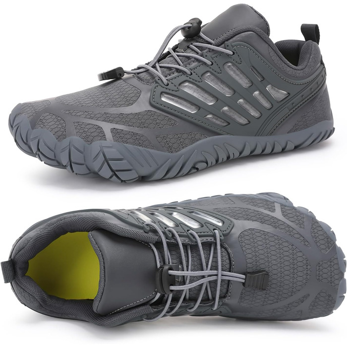 Чоловічі босі кросівки з широкою передньою частиною, Zero Drop, мінімалістичне взуття для воркауту, крос-тренувань, ходьби, хайкінгу, води, важкої атлетики, 43 EU, сірий, темно-сірий