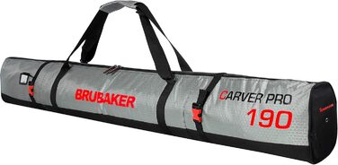BRUBAKER Carver Tec Pro Сріблясто-червона лижна сумка 190 см – Міцний чохол для 1 пари лиж та палиць, з ущільненням