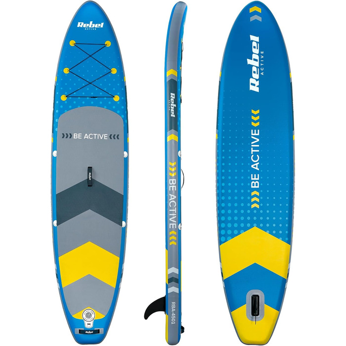SUP дошка Rebel Electro Brett 350 см з насосом, веслом та рюкзаком (RBA-4501-BL) - надувна, Drop-Stitch