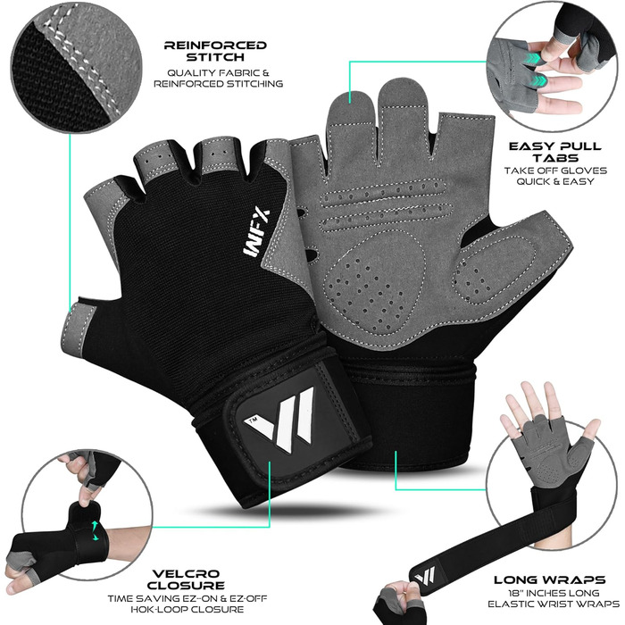 Фитнес-рукавички Westwood Fox для тренувань: неслизькі, амортизуючі, для важкої атлетики, з підкладкою, дихаючі, без пальців, з підтримкою M