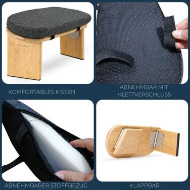 Складаний пуф для медитації Buddley з подушкою, ергономний стільчик для йоги та медитації