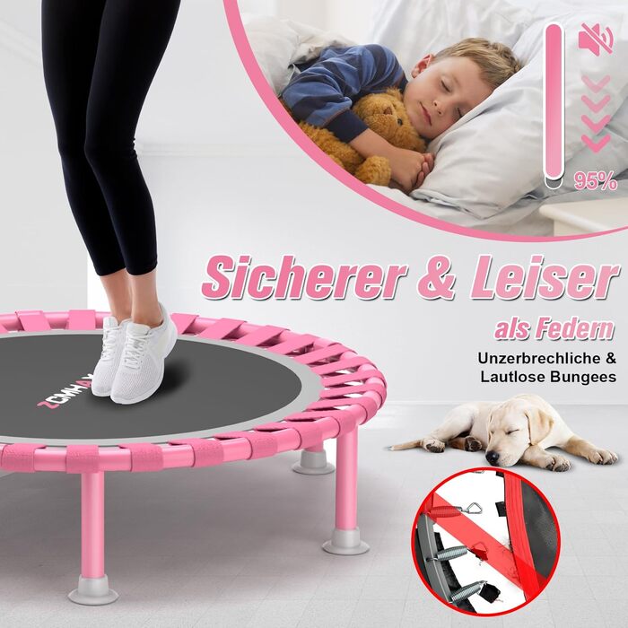Міні-трамплін складний, 101.6 см, для дорослих та дітей, з регульованою стійкою, Indoor Fitness, до 204 кг, з T-поручнем