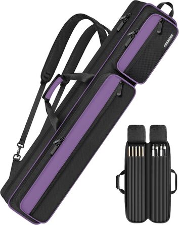 Чохол для більярдної кулі, сумка для 4 кулі та 5 шомполів, м'яко стьобаний, з регульованим плечовим ременем, для жінок та чоловіків (фіолетовий/чорний)