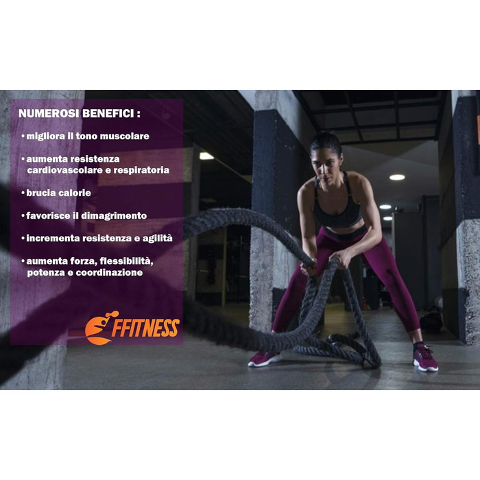 Мотузка для фітнесу FFITNESS Crossfit 9 м, 34 мм