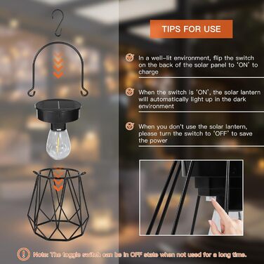 Сонячні ліхтарі для саду та вулиці, 2 шт. - Водостійкі металеві ліхтарі LED, для газону, патіо, кемпінгу, чорні, восьмикутні