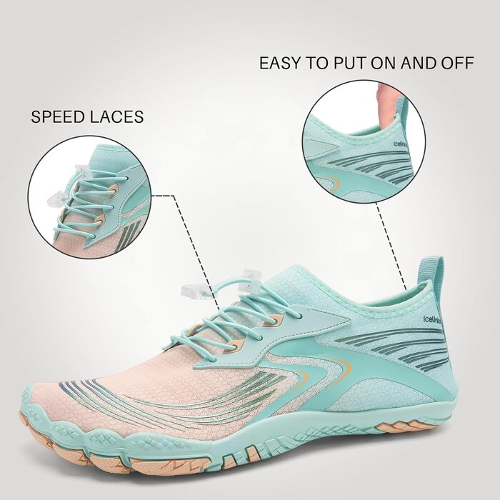 Босими кросівки IceUnicorn для чоловіків та жінок. Зручні аквашузи для фітнесу, пляжу, плавання та водних розваг. Розмір 38 EU, колір: місячний зелений