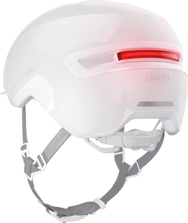 Велосипедний шолом ABUS HUD-Y з магнітною LED підсвіткою, зарядкою, для міста, білий, розмір M (54-58 см), унісекс