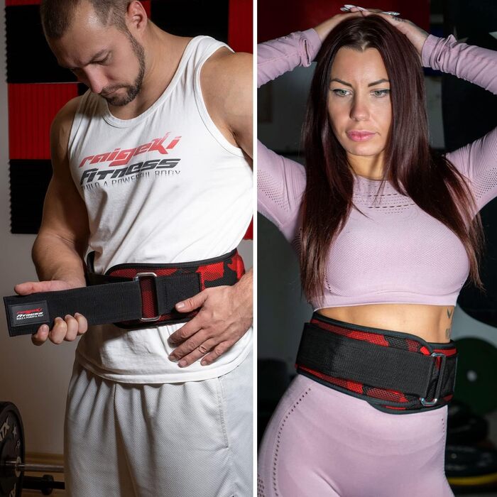 Пояс для важкої атлетики Raigeki Fitness з тренувальними планами, фітнес-пояс для бодібілдингу, силових тренувань, важкої атлетики та кросфіту для чоловіків і жінок