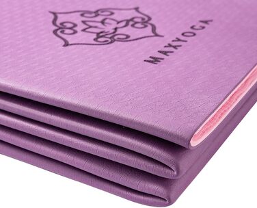 Складаний йога-мат MAXYOGA, нековзний, легкий, екологічний TPE, 183x61x0,6 см, темно-фіолетовий