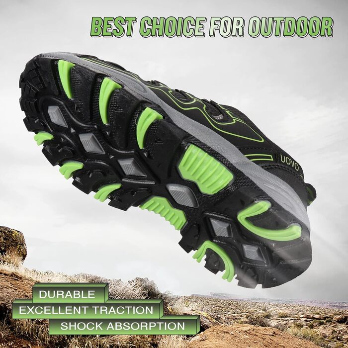 Дитячі кросівки UOVO для бігу, туризму та трекінгу, водонепроникні, розмір 27-40, чорно-зелені