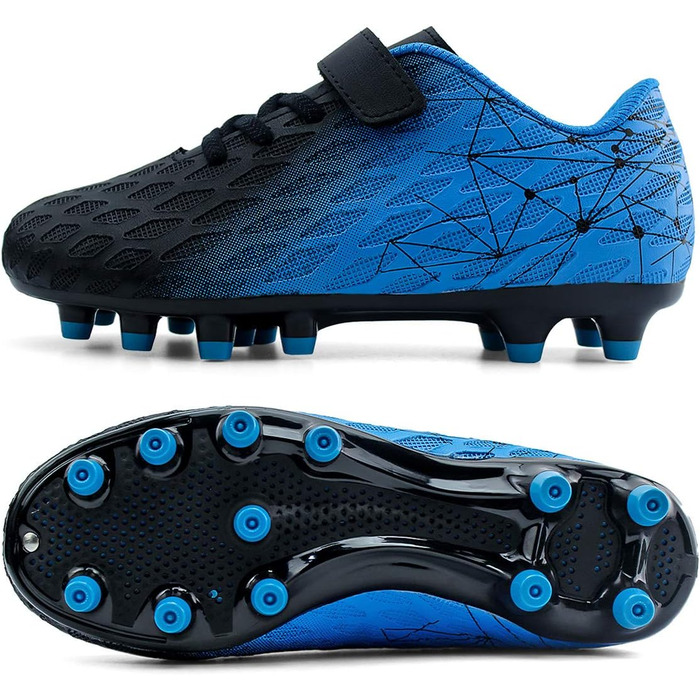 Дитячі футбольні бутси JABASIC Firm Ground для хлопчиків та дівчаток (26 EU, чорний, синій)
