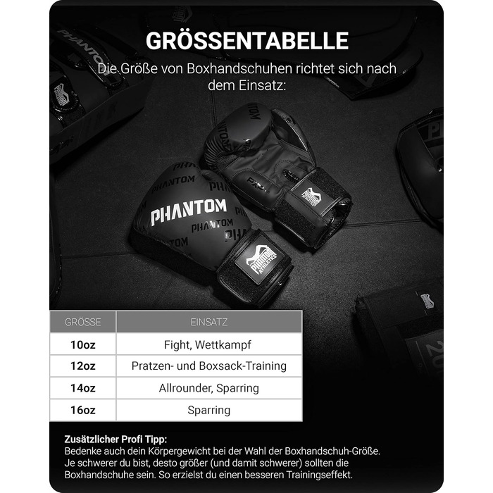 Боксерські рукавички Phantom Apex | MMA, тайський бокс | Чоловічі, Velcro, чорні, 10 Oz