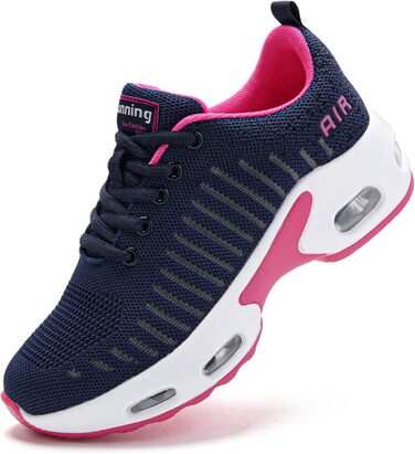 Жіночі кросівки для бігу з підтримкою склепіння стопи, повітряна подушка, комфортні снікерси чорно-білі (38.5 EU, Navy)