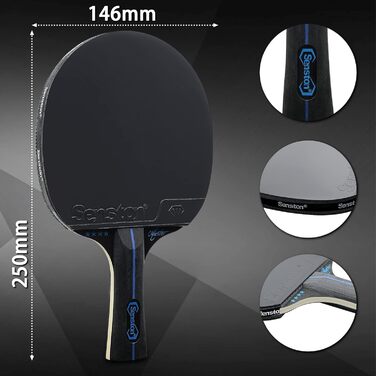 Набір тенісних столів Senston: 2 ракетки та 3 м'ячі, для 2 гравців, чорний колір