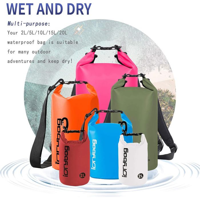 Водонепроникний мішок IDRYBAG 5L, червоний, для каякінгу, водних видів спорту та подорожей