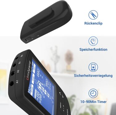 Пристрій TENS/EMS Comfytemp K6106 з 4 каналами та 8 електродами для терапії болю та масажу, 24 режими, 10 електродів