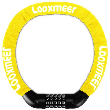 Замок для велосипеда з цифровим кодом, 11 кольорів, 90 см, рівень безпеки 8, 5-значний, для велосипеда, мотоцикла, ролера, дверей (жовтий)