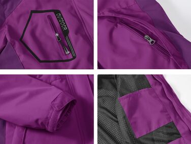 Жіноча 3-в-1 куртка Ysento: водонепроникна, вітрозахисна, з флісовою підкладкою та знімна капюшон. Функціональна зимова куртка для активного відпочинку. Розмір M, фіолетовий колір.