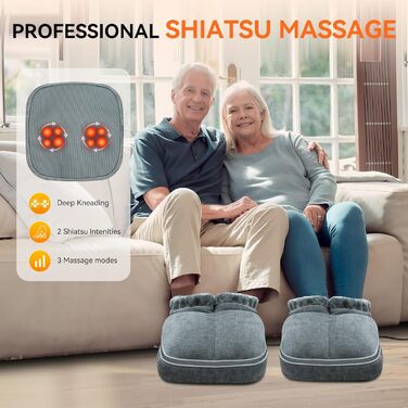 Електричний масажер для ніг Snailax Shiatsu з підігрівом та пультом дистанційного керування, 2-в-1, для розслаблення, подарунок для чоловіків/жінок