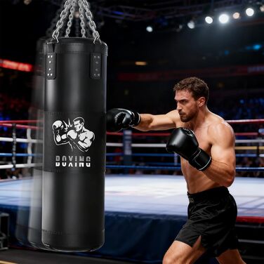 Боксерський мішок для дорослих Ninonly 120см, наповнений, з рукавичками, реактивним м'ячем, тренажером сили рук, скакалкою для MMA, карате, кікбоксингу, боксу, домашніх тренувань