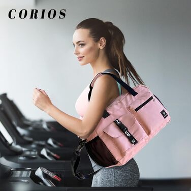 Велика спортивна сумка CORIOS для чоловіків і жінок, дорожня сумка-дуфл із оксфорду, для плавання, фітнесу, подорожей, ручна поклажа з відділенням для взуття, рожева