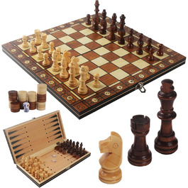 Набір для гри в шахи 3-в-1, дерев'яний, магнітний, 34 x 34 см. Шахи для дітей, для ігор, сімейних вечірок