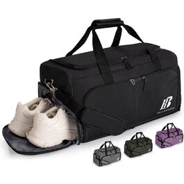 Спортивна сумка для фітнесу та подорожей з відділенням для взуття та вологих речей, 42 л, чорна
