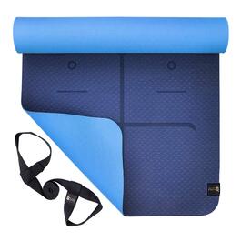 Килимок для йоги та гімнастики Dicke, 183x61 см, 0.5-1.5 см товщина, антиковзкий, з ручкою, чорний/зелений/синій