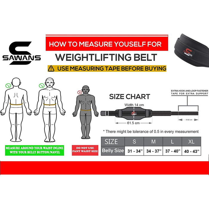 Пояс для важкої атлетики з неопрену, 14 см, з подвійним опором, для присідань, чорний, XL