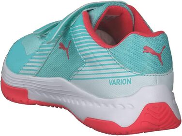 Дитячі спортивні зала-тенісні кросівки PUMA Varion V Jr. 37.5 EU, кольори: Aqua, Sunblaze, White