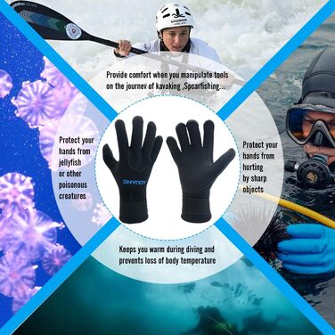 Нейтрик Неопренові рукавички для дайвінгу 3мм, чорні. Рукавички для дайвінгу та снорклінгу для чоловіків та жінок. Захист від холоду, антиковзаюча поверхня, регульований манжет.