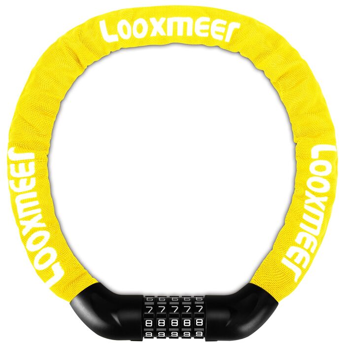 Замок для велосипеда з цифровим кодом, 11 кольорів, 90 см, рівень безпеки 8, 5-значний, для велосипеда, мотоцикла, ролера, дверей (жовтий)