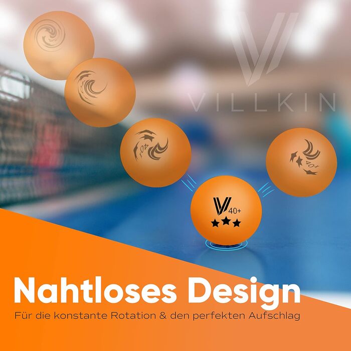 Набір тенісних м'ячів Villkin 3 зірки 40+ 24 шт. - Міцні м'ячі для настільного тенісу для відпочинку та змагань. Оранжеві м'ячі 40 мм.