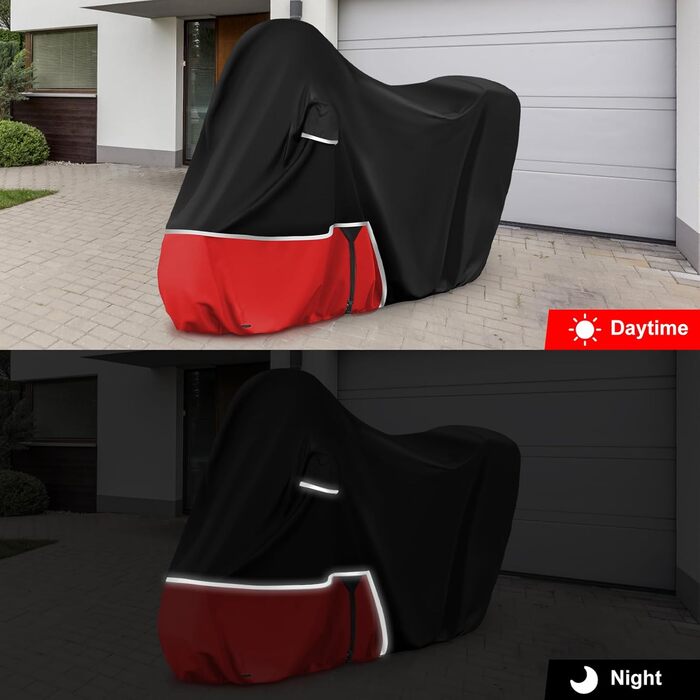 Водонепроникний чохол для мотоцикла Piaggio MP3 400/500 (з кофром), чорний та червоний, 420D Oxford