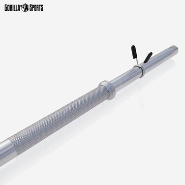 Штанга GORILLA SPORTS хромована 30 мм, 120/150/170 см, з двома пружинними замками, до 200 кг – гриф для штанги, гантельний гриф