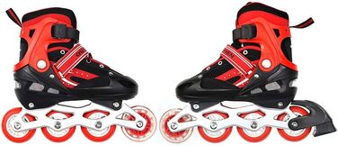 Дитячі ролики Supfine Inlineskates з регульованим розміром 31-38 (S/M) з яскравими колесами – червоні