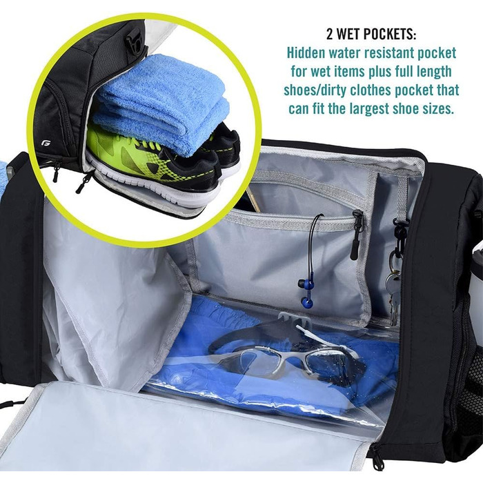 Сумка для спортзалу FocusGear Ultimate Gym Bag 2.0, водостійка, 10 відділень, міцна, зелена, 29,8×26,7×50,8 см