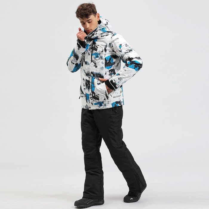 Комплект гірськолижний чоловічий HOTIAN: куртка та штани, зимовий костюм, водонепроникний, вітронепроникний, синій+чорний